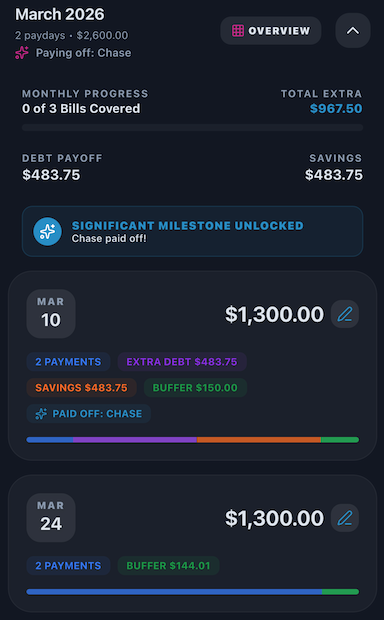 Close-up of the Planara payday planning interface